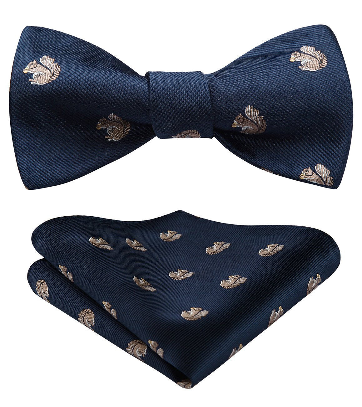 HISDERN Bow Ties for Men Self Tie Animal Bowties Pocket Square Woven Silk Fun Bowtie Handkerchief Set for Wedding Party