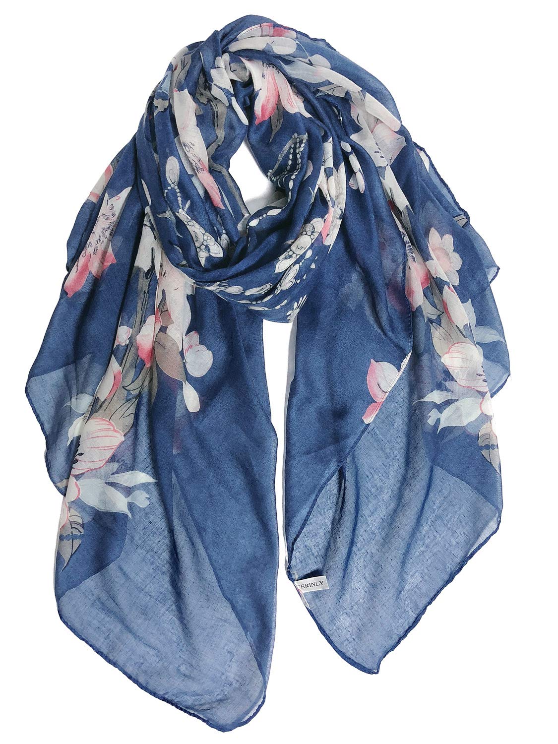 GERINLY Lightweight Scarves Fashion Print Cotton Feel Scarf for Women Shawl