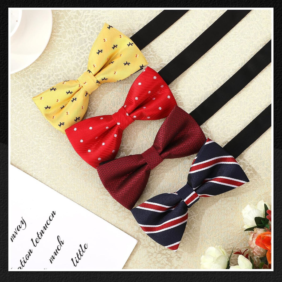 Men's Bow Tie, 8 Packs Pre-Tied Bow Tie, Adjustable Formal Tuxedo Bowtie Set for Men Wedding Gift