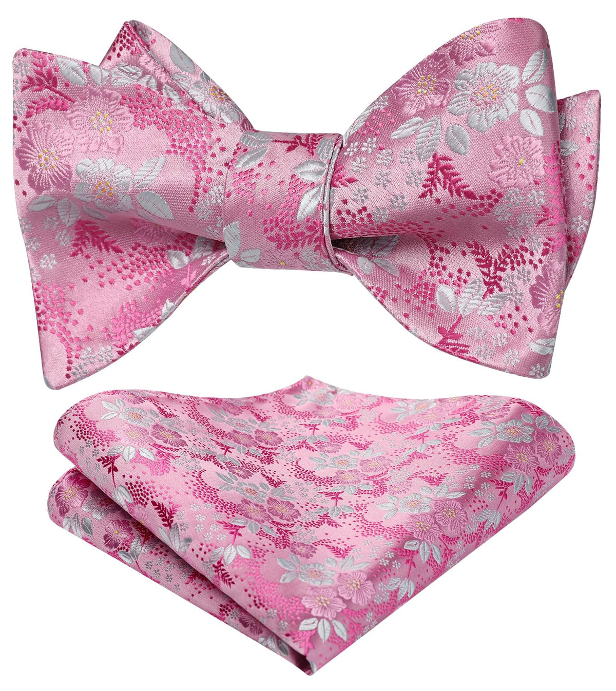 HISDERN Bow Ties for Men Floral Bowties Mens Self Tie Bow Tie Handkerchief Jacquard Woven Bowtie Pocket Square Set