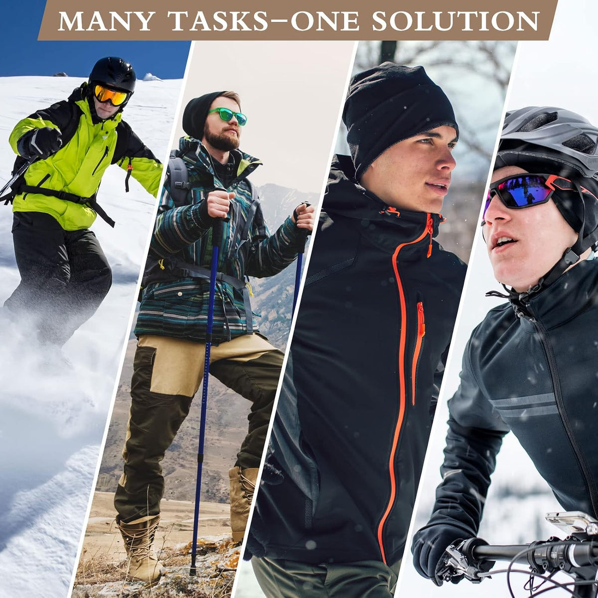Handepo 4 Pcs Warm Winter Scarf Unisex Polyester Fleece Scarf Multi Color Cold Weather Neck Scarves for Men Women, 4 Colors
