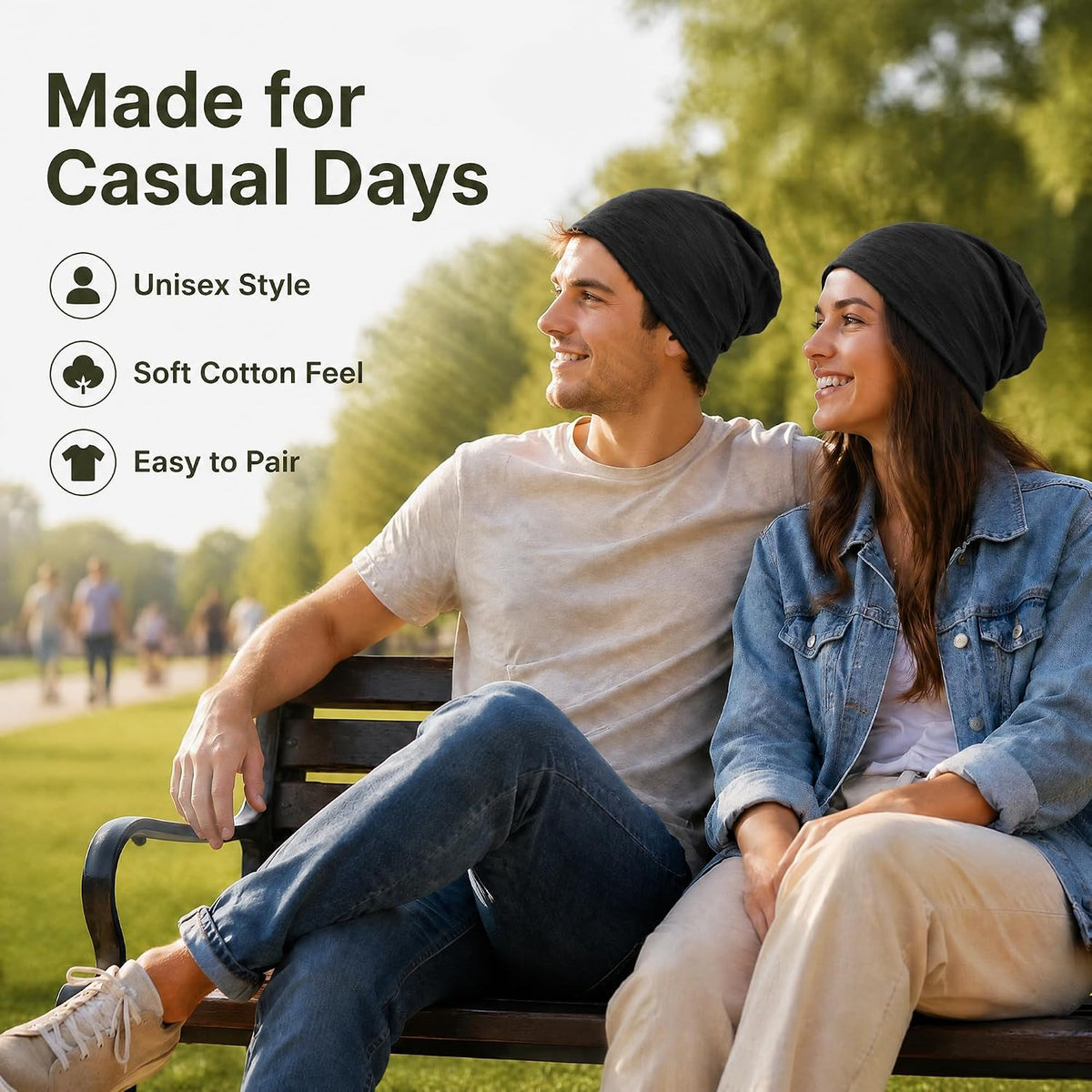 vidsel 100% Cotton Slouchy Beanie, Lightweight Summer Hats for Women Men