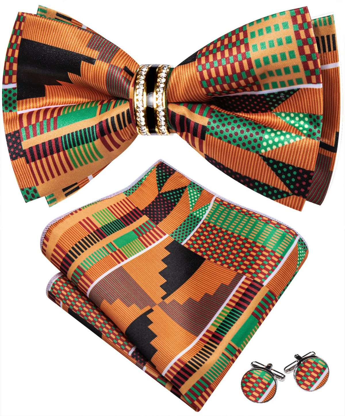 YOHOWA Bow Tie Set Men Paisley Pre-tied Silk Bowties with Gold Drilled Ring