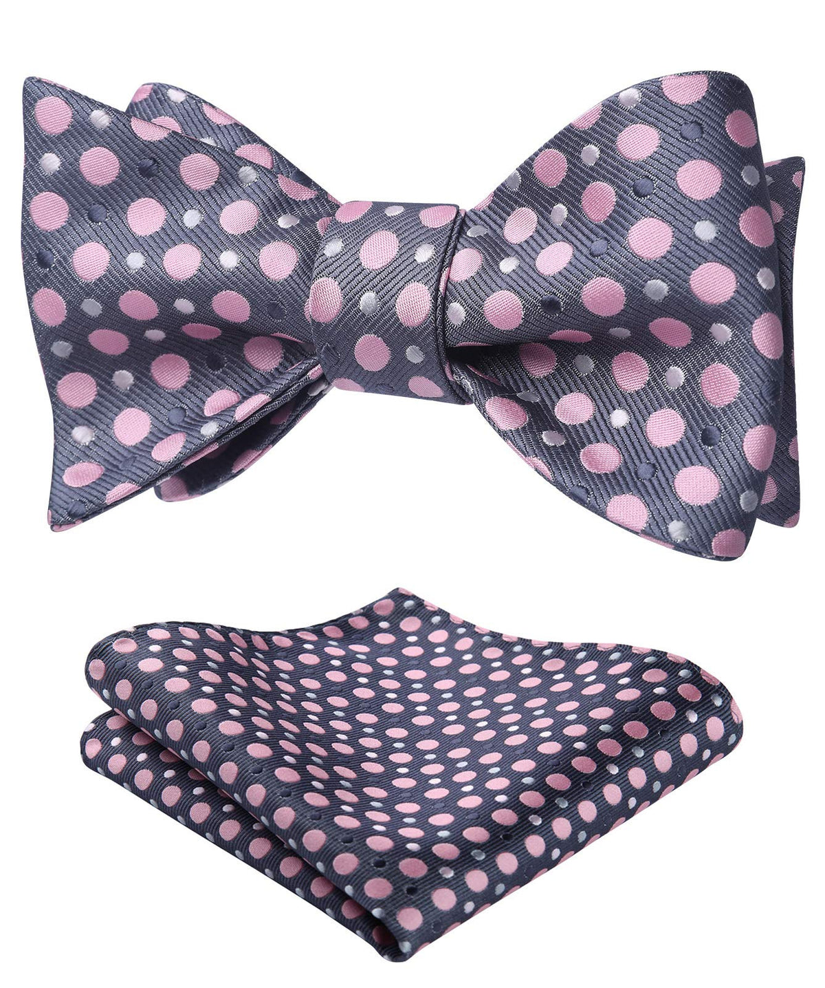 HISDERN Bow Ties for Men Polka Dot Selftie Bowtie and Pocket Square Classic Business Tuxedo Wedding Bowties Handkerchief
