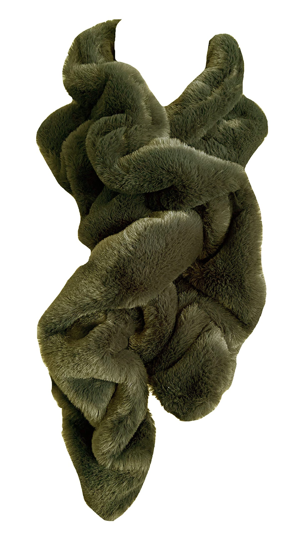 Lina & Lily Elastic Ruffle Faux Fur Women's Winter Pull-through Scarf Neck Warmer
