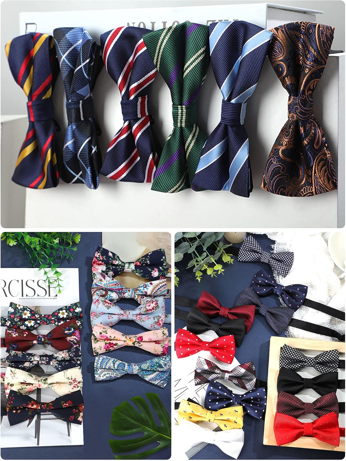Jecery 30 Pack Bow Ties for Men Pre -tied Adjustable Neck Band