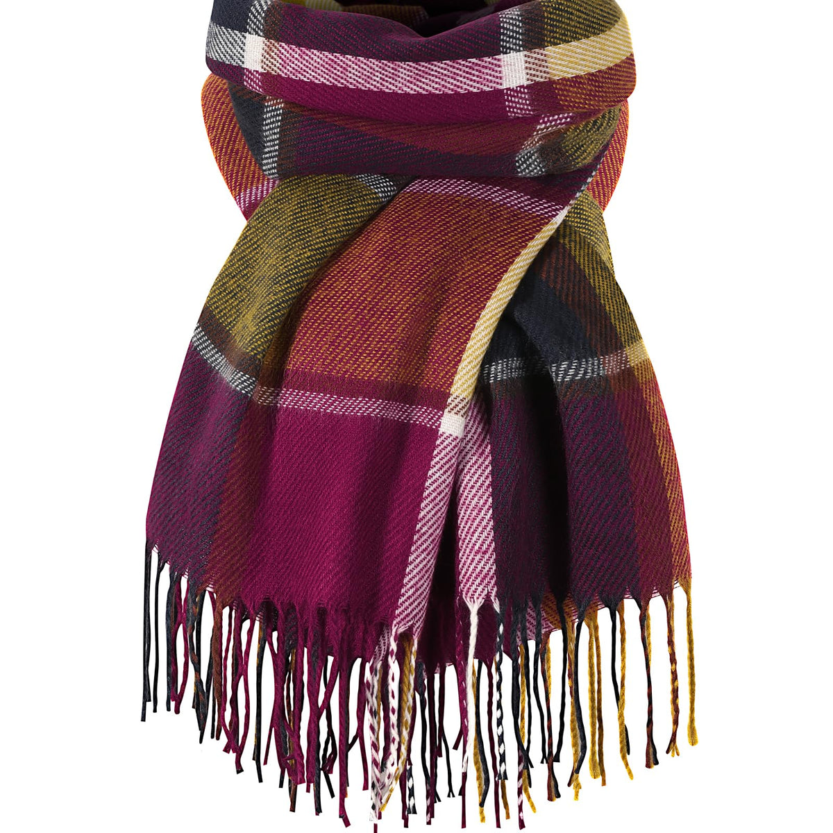Trifabricy Womens Winter Scarf, Plaid Blanket Scarf, Cozy Pashmina Shawl