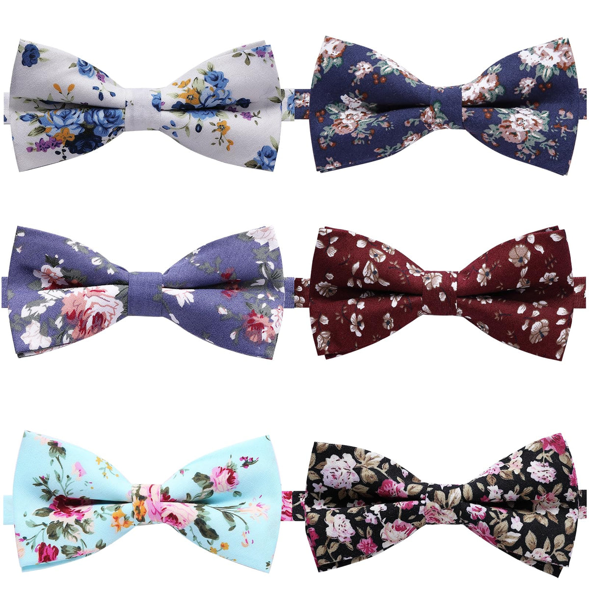 AUSKY 8 PACKS Elegant Adjustable Pre-tied Bow Ties for Men Boys (1&4&5&6&8 Pack for option)