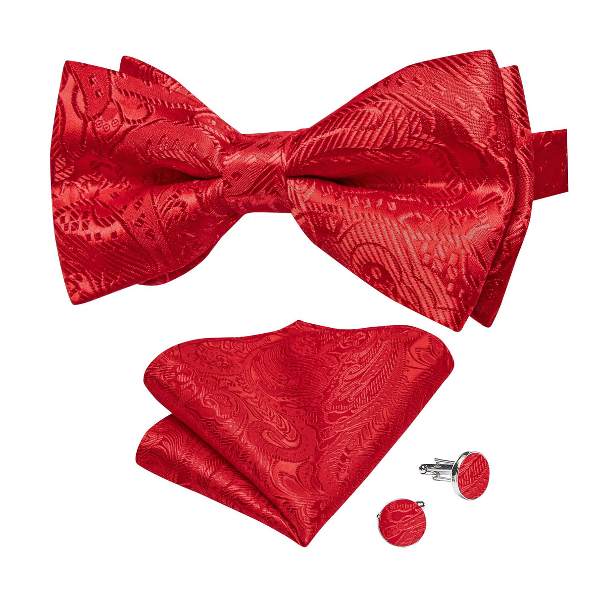 DiBanGu Silk Paisley Bow Tie for Men Formal Pre-tied Bowtie Set