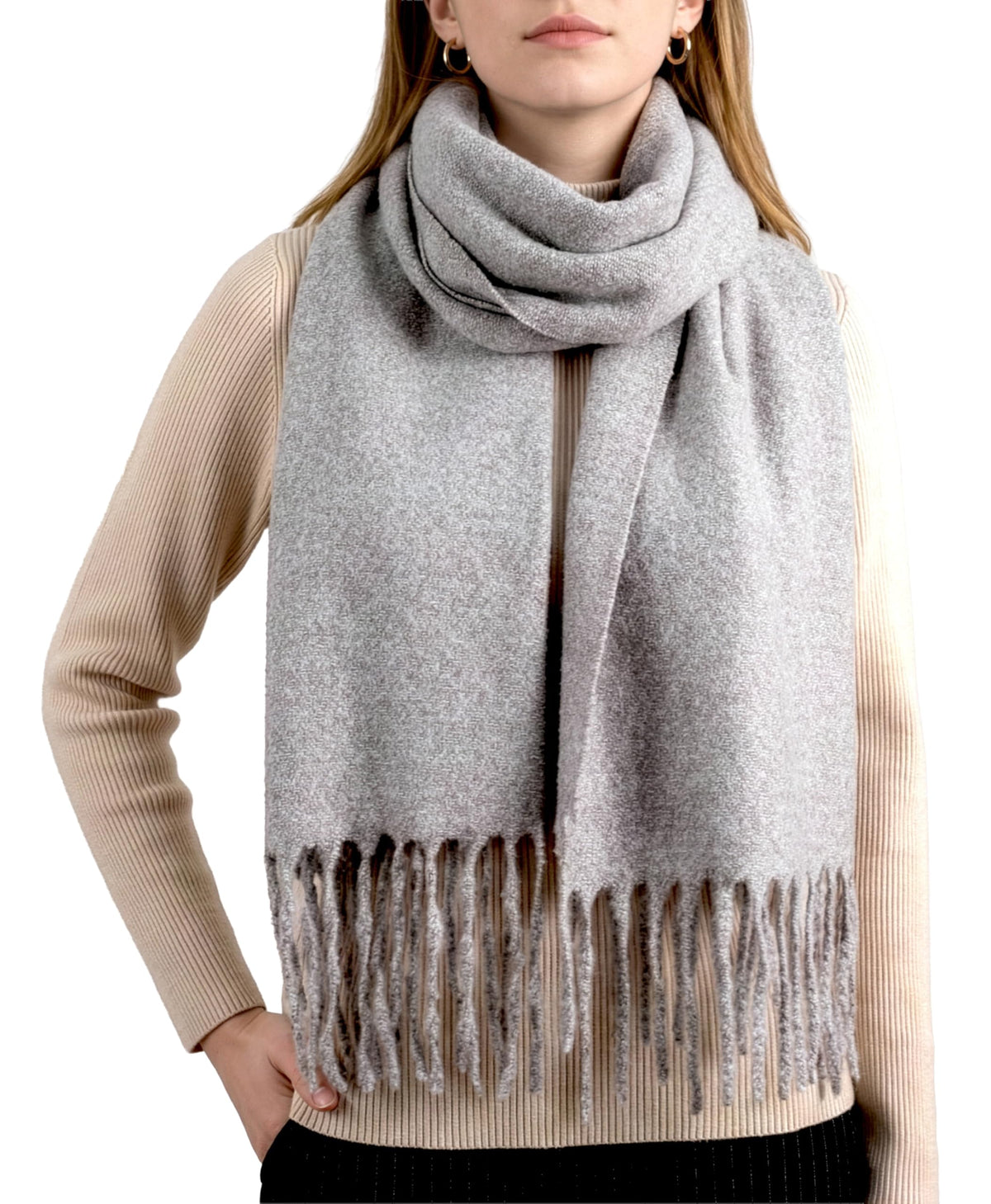 Achillea Warm Cashmere-Feel Winter Scarf for Women, Soft Thick Oversized Shawl Wrap with Fringe for Cold Weather
