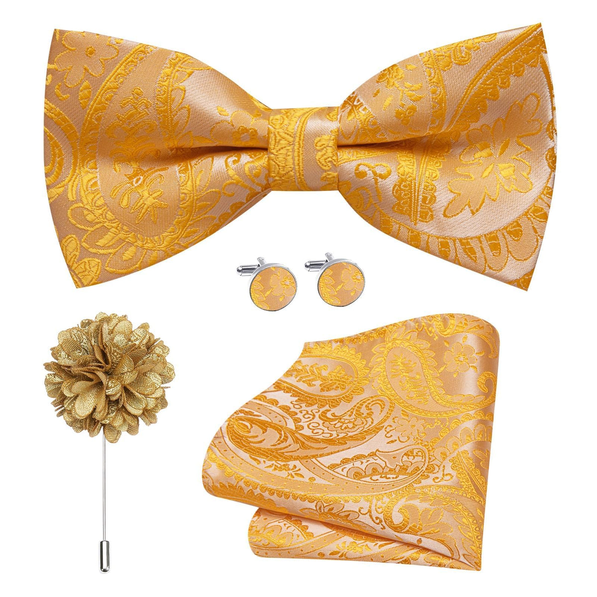 Dubulle Mens Paisley Striped Bowtie Set Pre-tied Bowtie for Men and Pocket Square Set Wedding Business
