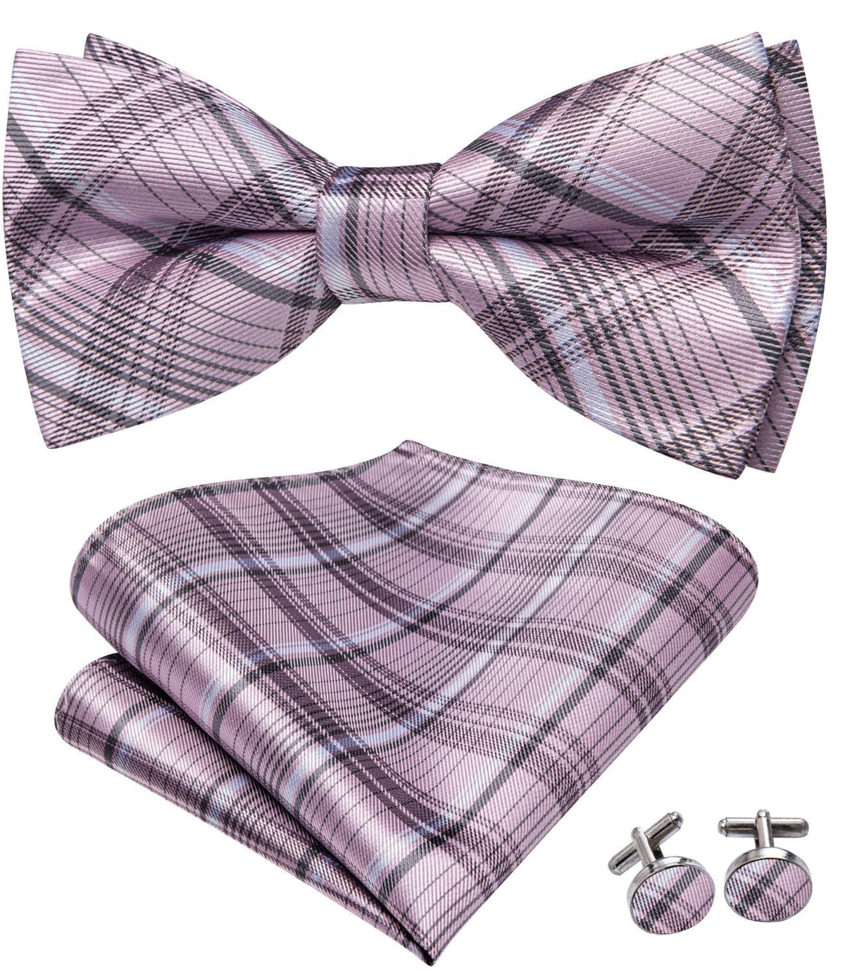 Dubulle Mens Paisley Striped Bowtie Set Pre-tied Bowtie for Men and Pocket Square Set Wedding Business