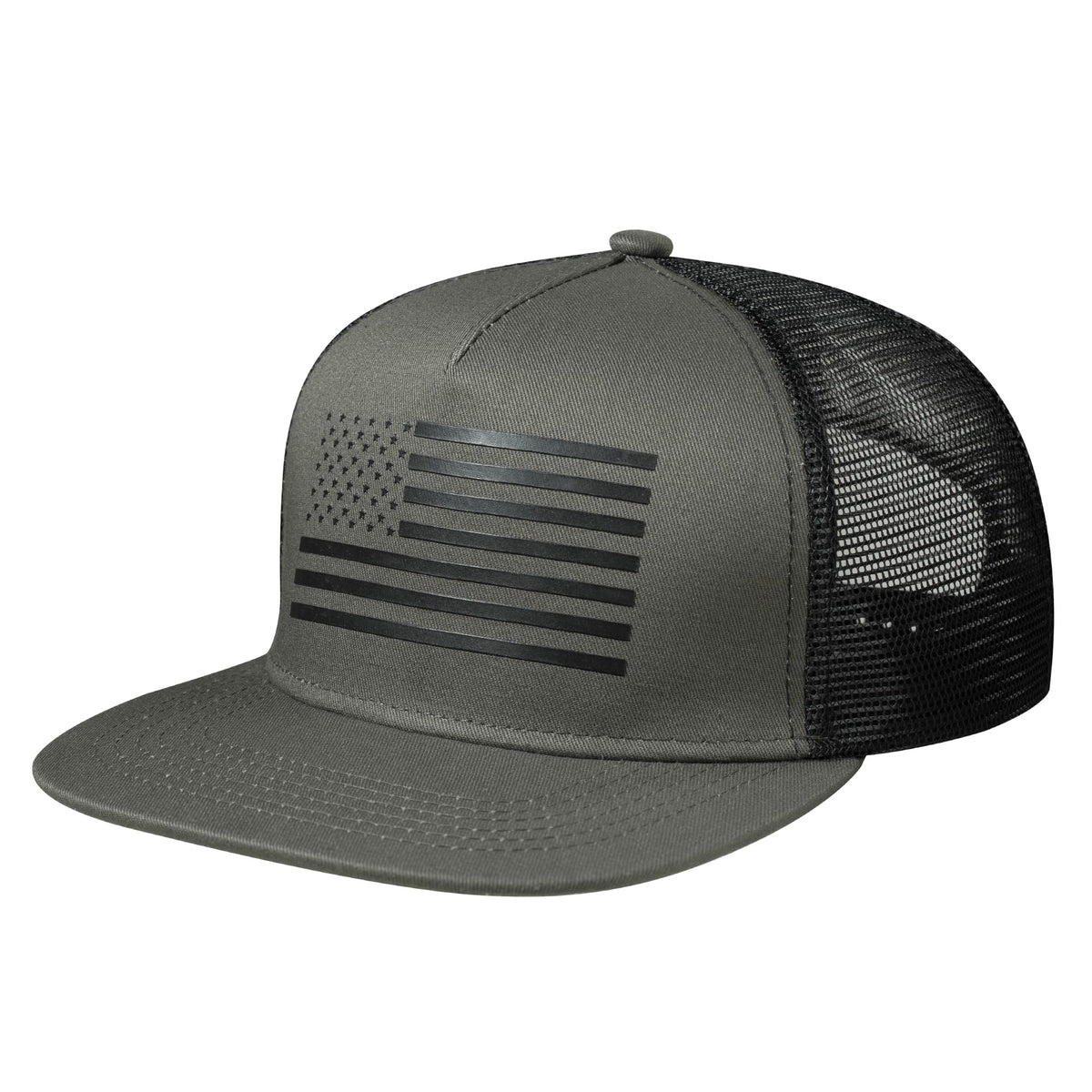 UALON Baseball Cap, Snapback Trucker Hat for Men & Women with American Flag and Adjustable, Breathable Mesh, Flat Bill Hats