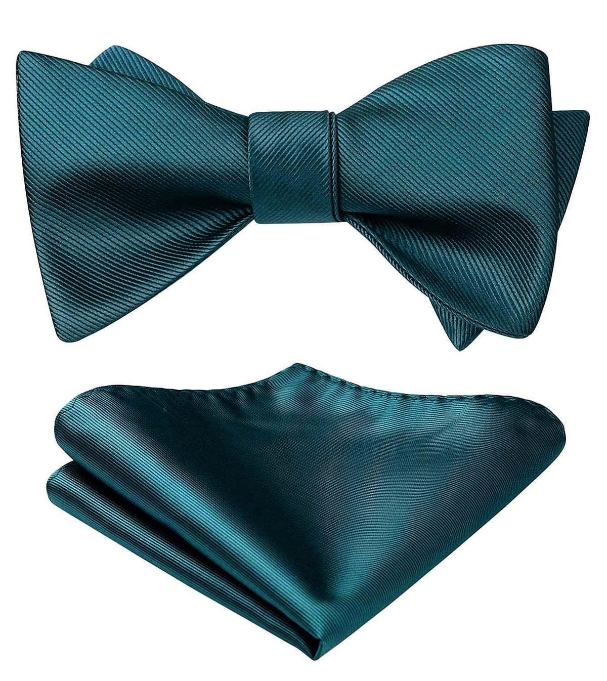 HISDERN Bow Ties for Men Solid Color Self Tie Bow Tie Pocket Square Set Classic Formal Satin Bowties for Tuxedo Wedding Party