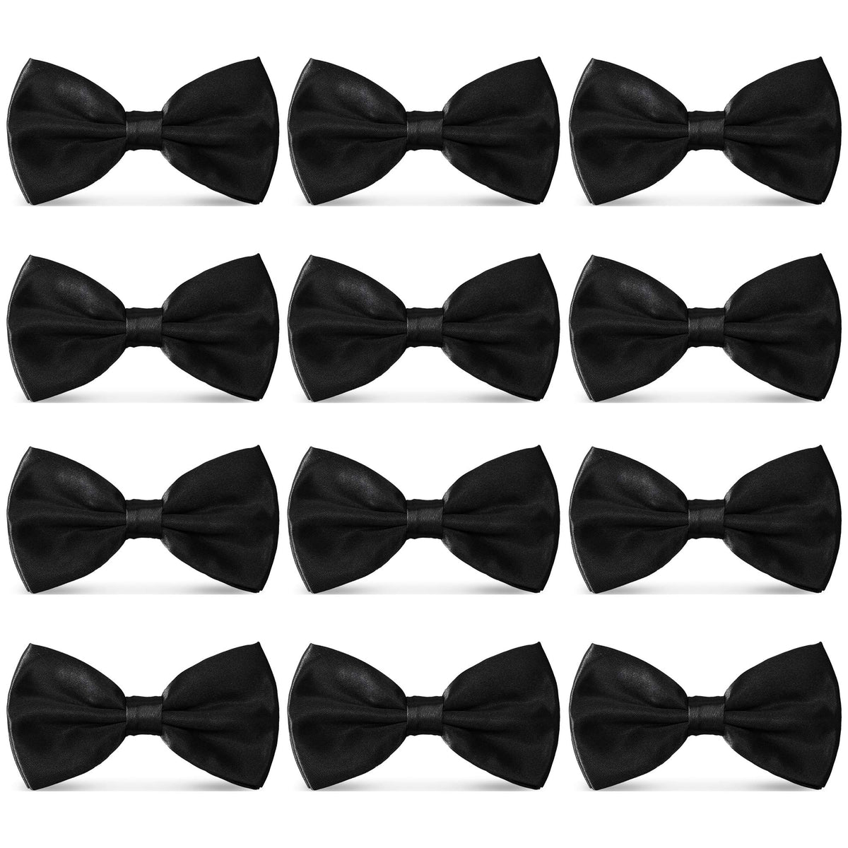 Men's Bowties Formal Satin Solid - 6/12 Pack Bow Ties Pre-tied Adjustable Ties for Men Many Colors Option in bulk
