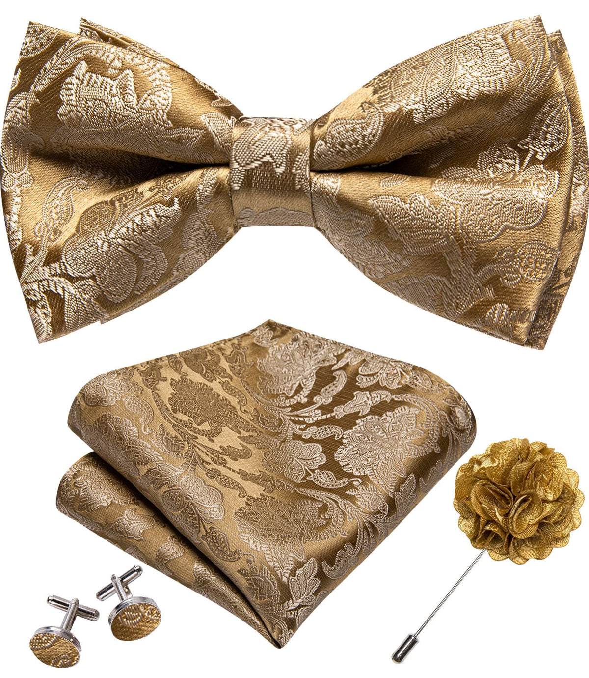YOHOWA Mens Bow Tie Paisley Coloful Pre-tied Bowties Handkerchief Cufflinks