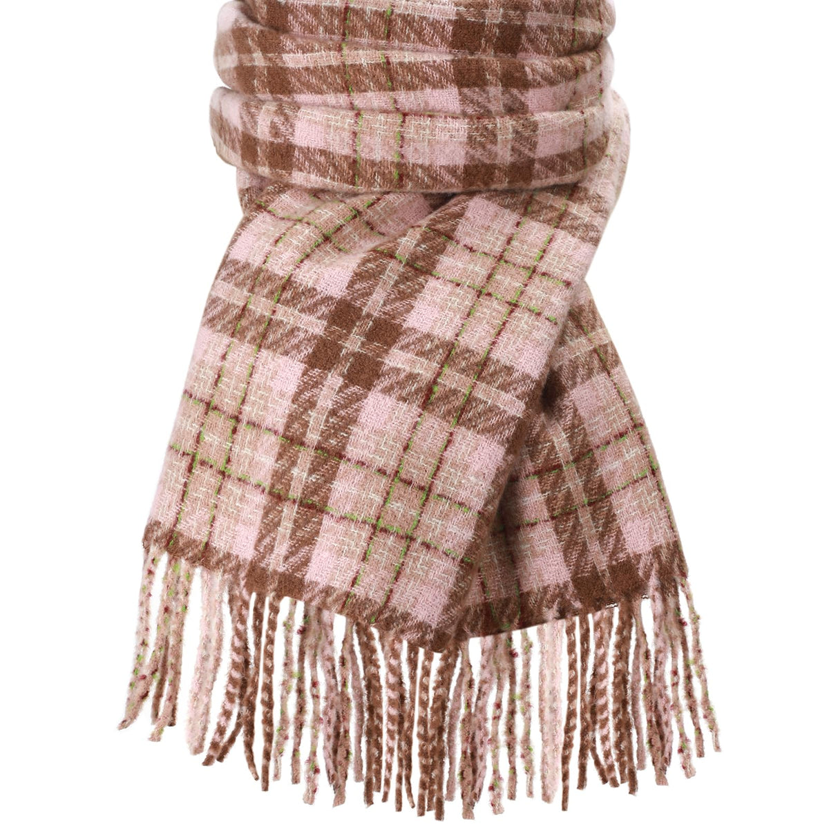 Trifabricy Womens Winter Scarf, Plaid Blanket Scarf, Cozy Pashmina Shawl