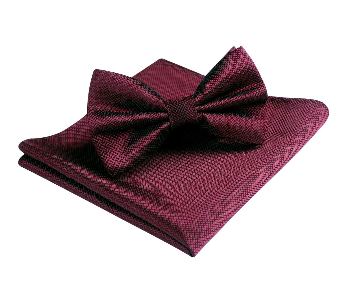HISDERN Bow Ties for Men Solid Color Pre-Tie Bow Tie and Pocket Square Set Classic Formal Tuxedo Bowties for Wedding Party