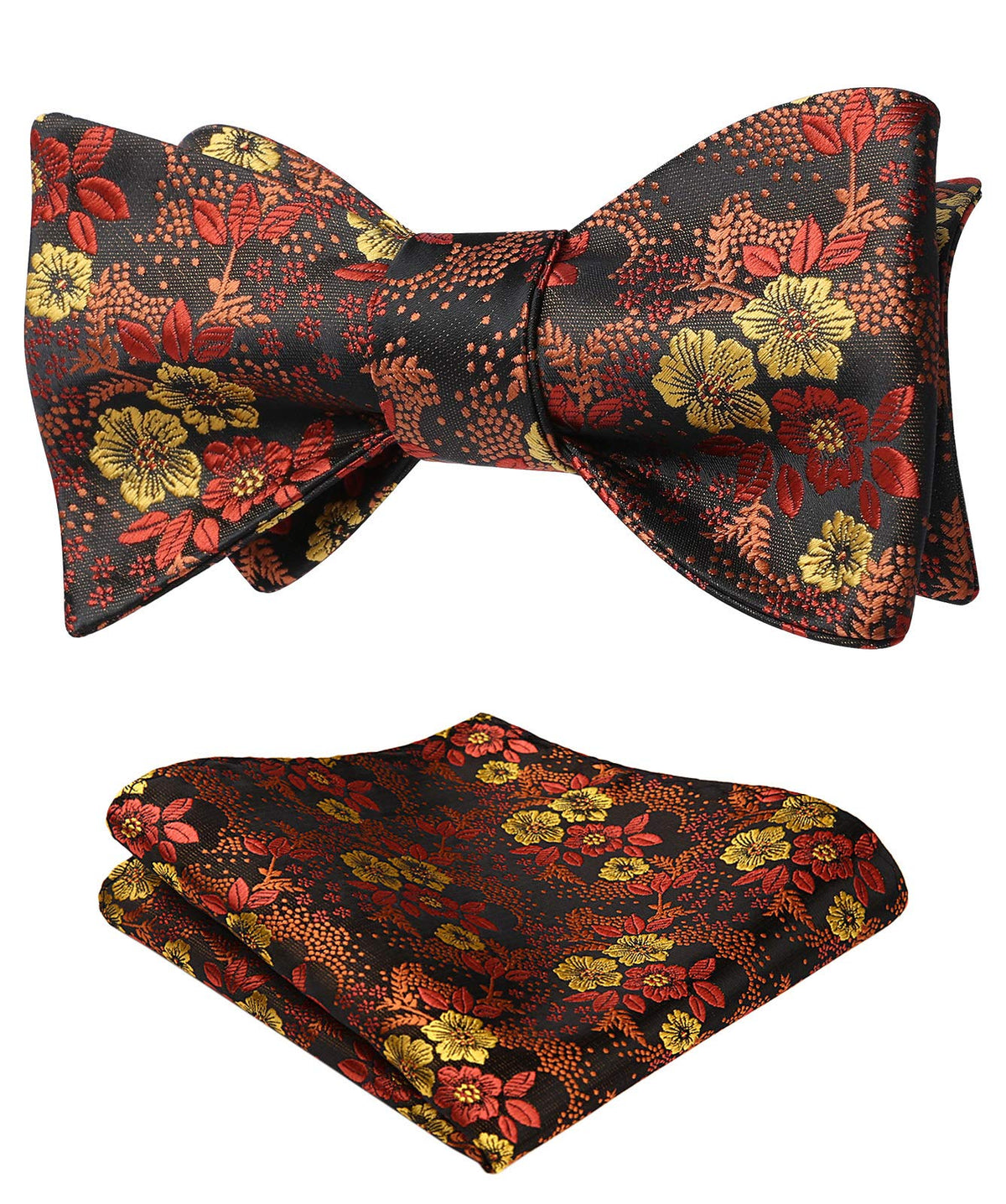 HISDERN Bow Ties for Men Floral Bowties Mens Self Tie Bow Tie Handkerchief Jacquard Woven Bowtie Pocket Square Set
