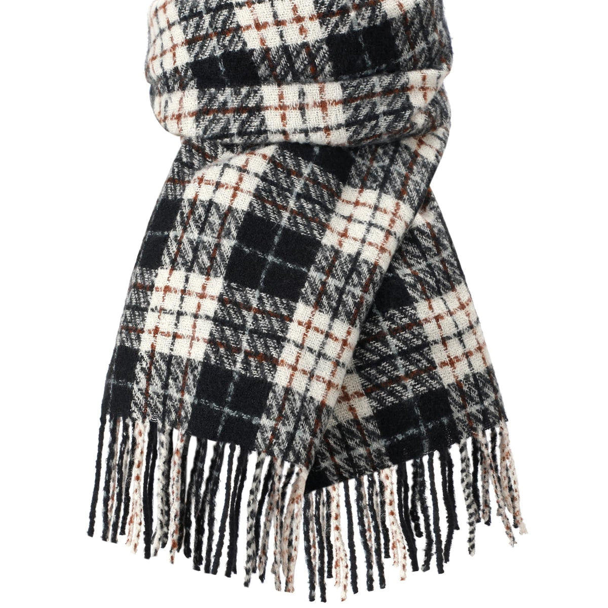 Trifabricy Womens Winter Scarf, Plaid Blanket Scarf, Cozy Pashmina Shawl