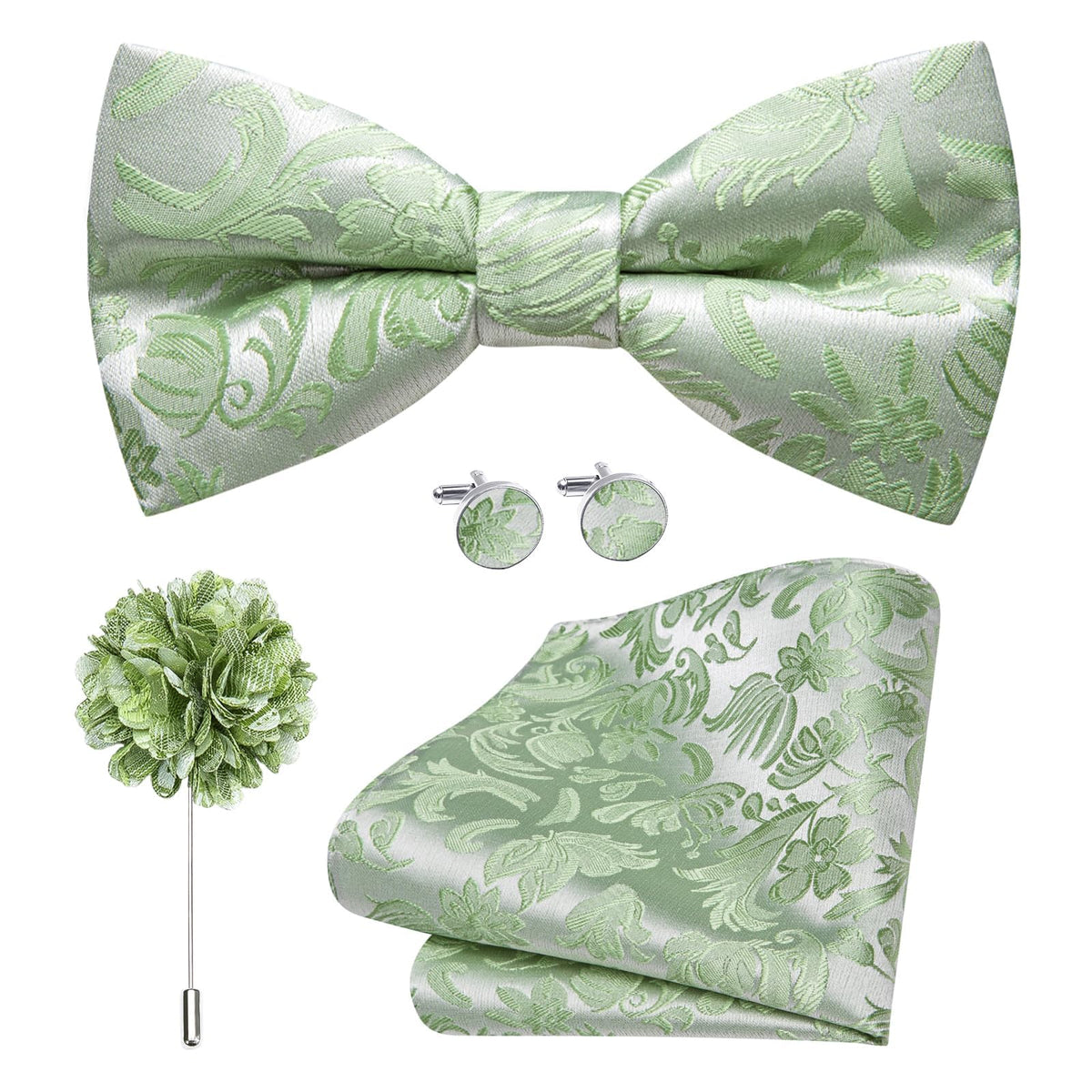 Dubulle Mens Paisley Striped Bowtie Set Pre-tied Bowtie for Men and Pocket Square Set Wedding Business