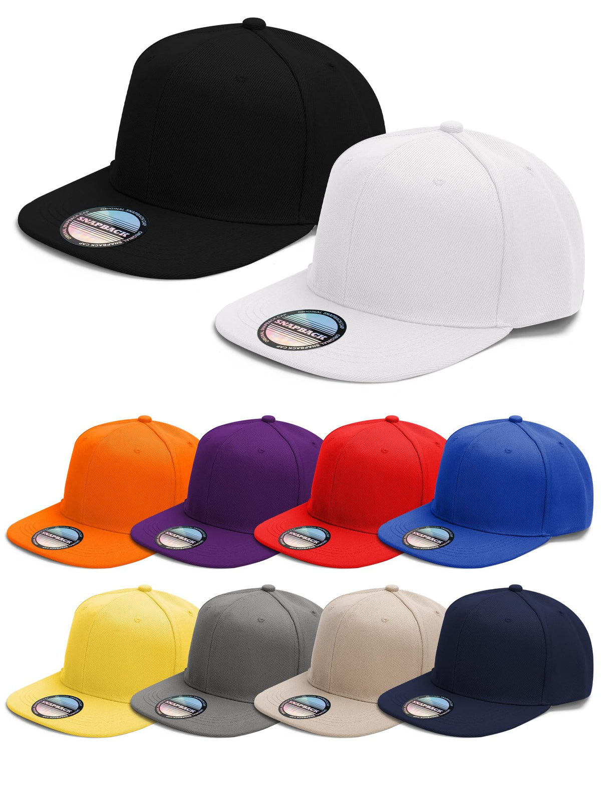 10 Pack Blank Snapback Hats for Men Flat Brim Hats Baseball Caps Bulk