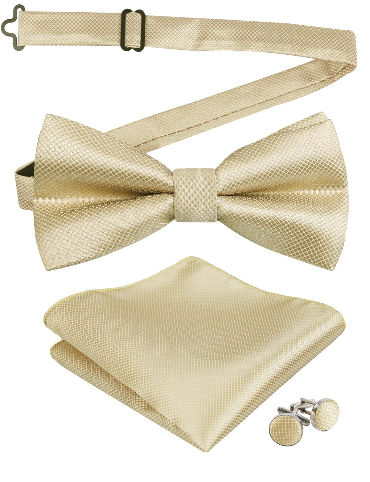 Alizeal Mens Solid Color Formal Banded Bow Tie Set