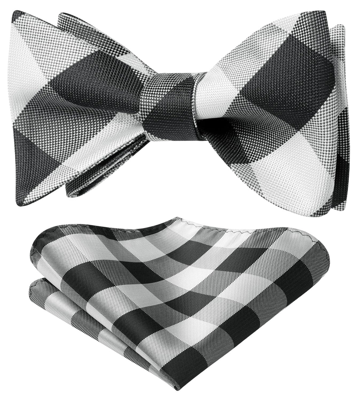 Bow Ties for Men Check Plaid Self Tie Bow Tie and Pocket Square Bowtie Formal Tuxedo Wedding Bowties Handkerchief Set