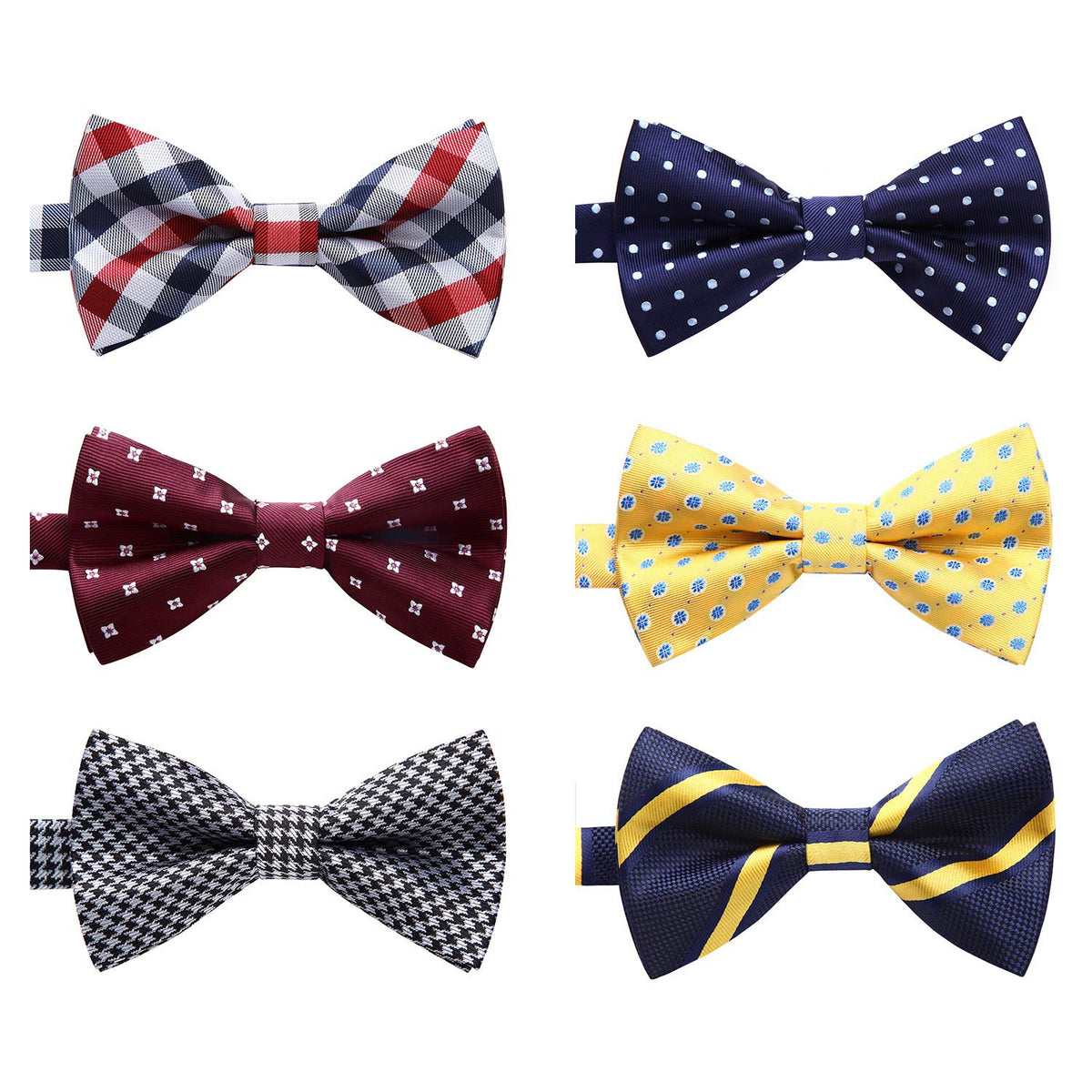 HISDERN 3/6 Pack Bow Tie Adjustable Paisley Plaid Dot Pre-Tie Bowties Classic Formal Bow Ties for Men Tuxedo Wedding