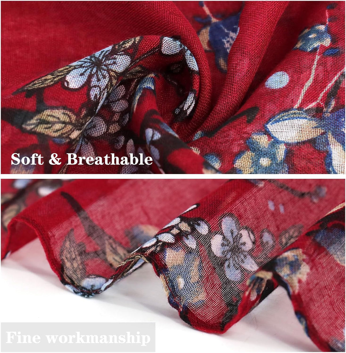 vimate Lightweight Scarf for Women Fashion Head Cover Hijab Cotton Voile Scarf Shawl Wrap for Spring Fall Winter Season