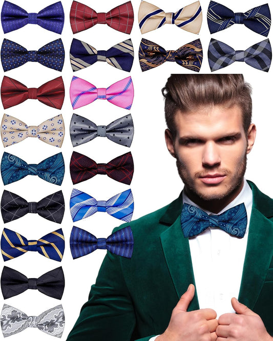 Hercicy 20 Pcs Bow Ties for Men Elegant Adjustable