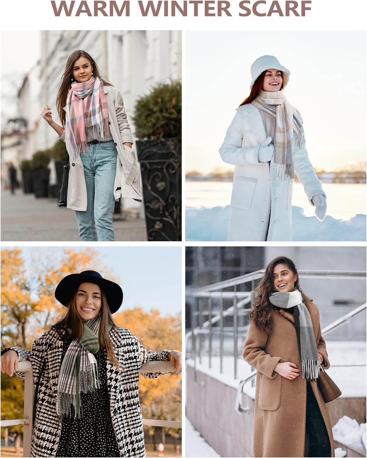 Winter Scarfs for Women, Womens Scarf Fashion Scarf Plaid for Winter