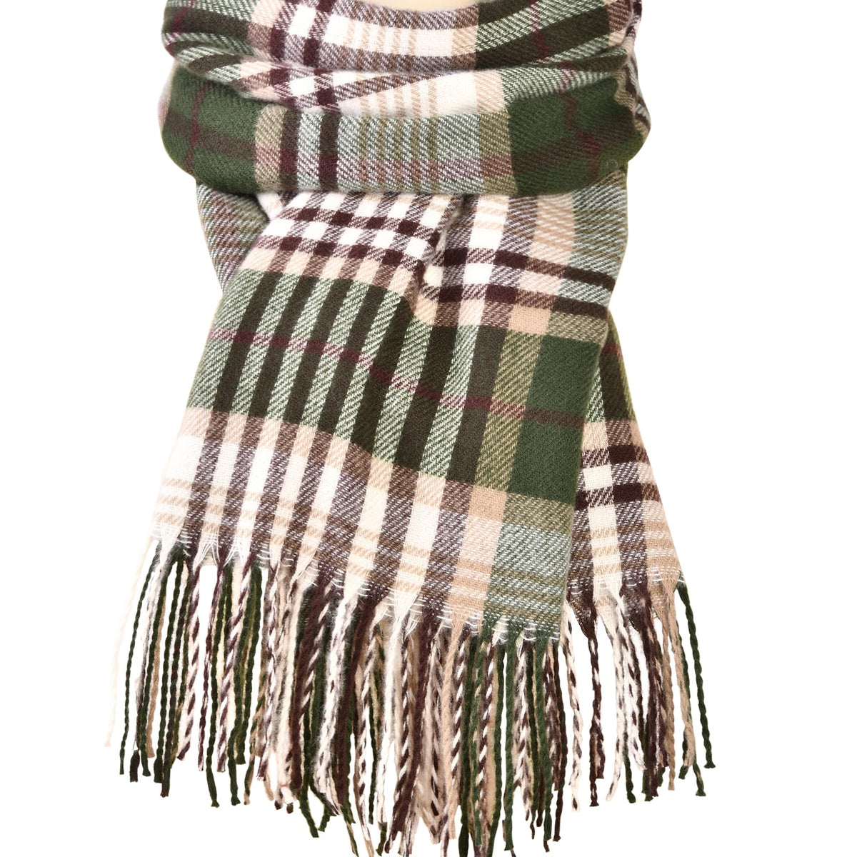 Trifabricy Womens Winter Scarf, Plaid Blanket Scarf, Cozy Pashmina Shawl