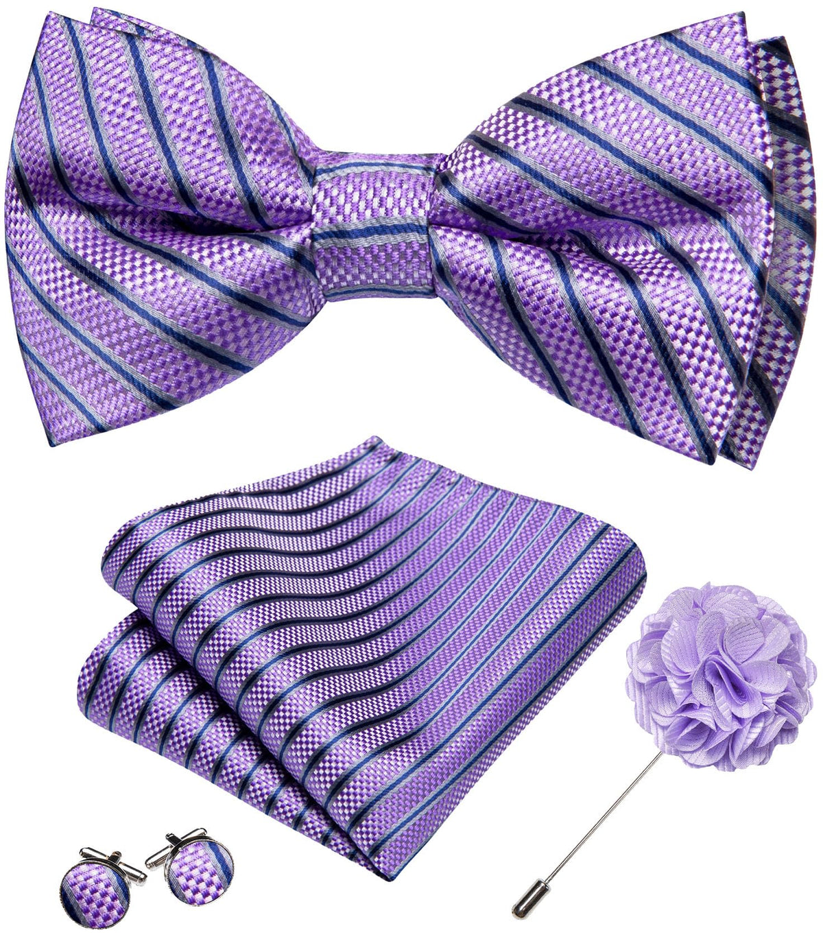 YOHOWA Mens Bow Tie Paisley Coloful Pre-tied Bowties Handkerchief Cufflinks