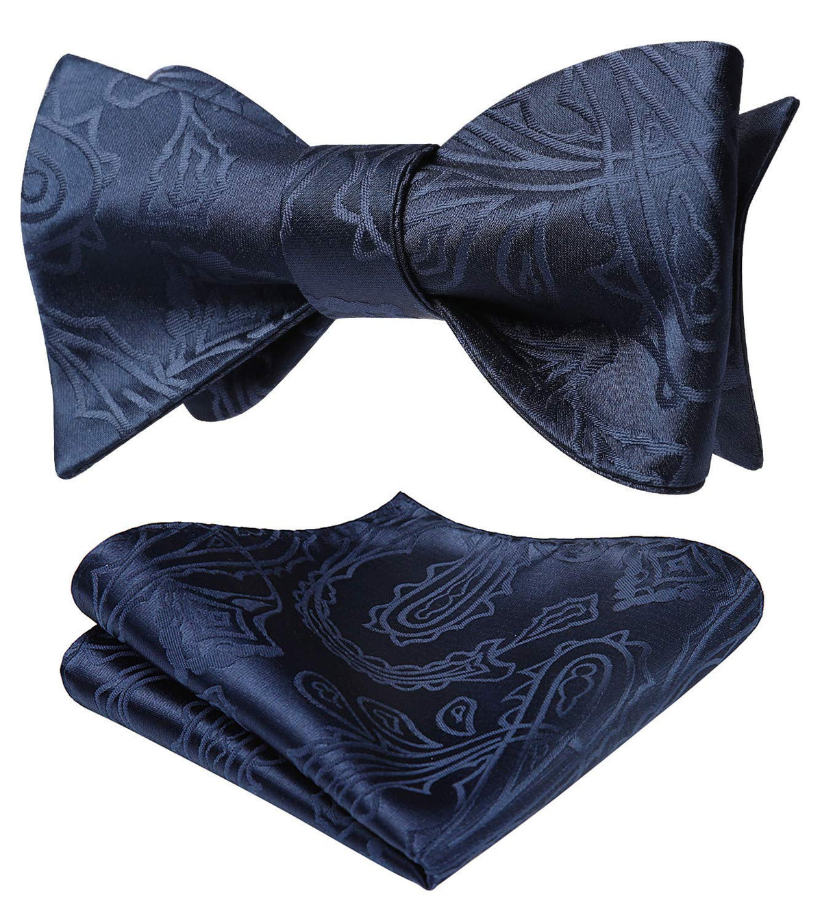HISDERN Men's Bow Ties Self Tie Woven Satin Pocket Squares Set Formal Tuxedo Floral Paisley Bowties for Wedding Party Prom