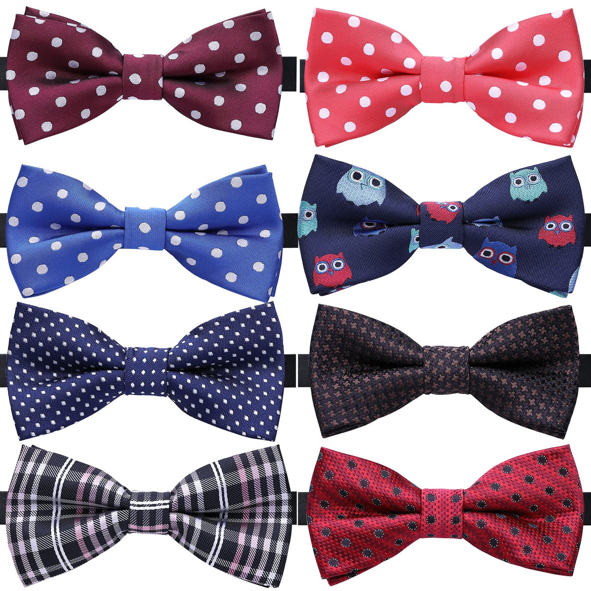 AUSKY 8 PACKS Elegant Adjustable Pre-tied Bow Ties for Men Boys (1&4&5&6&8 Pack for option)