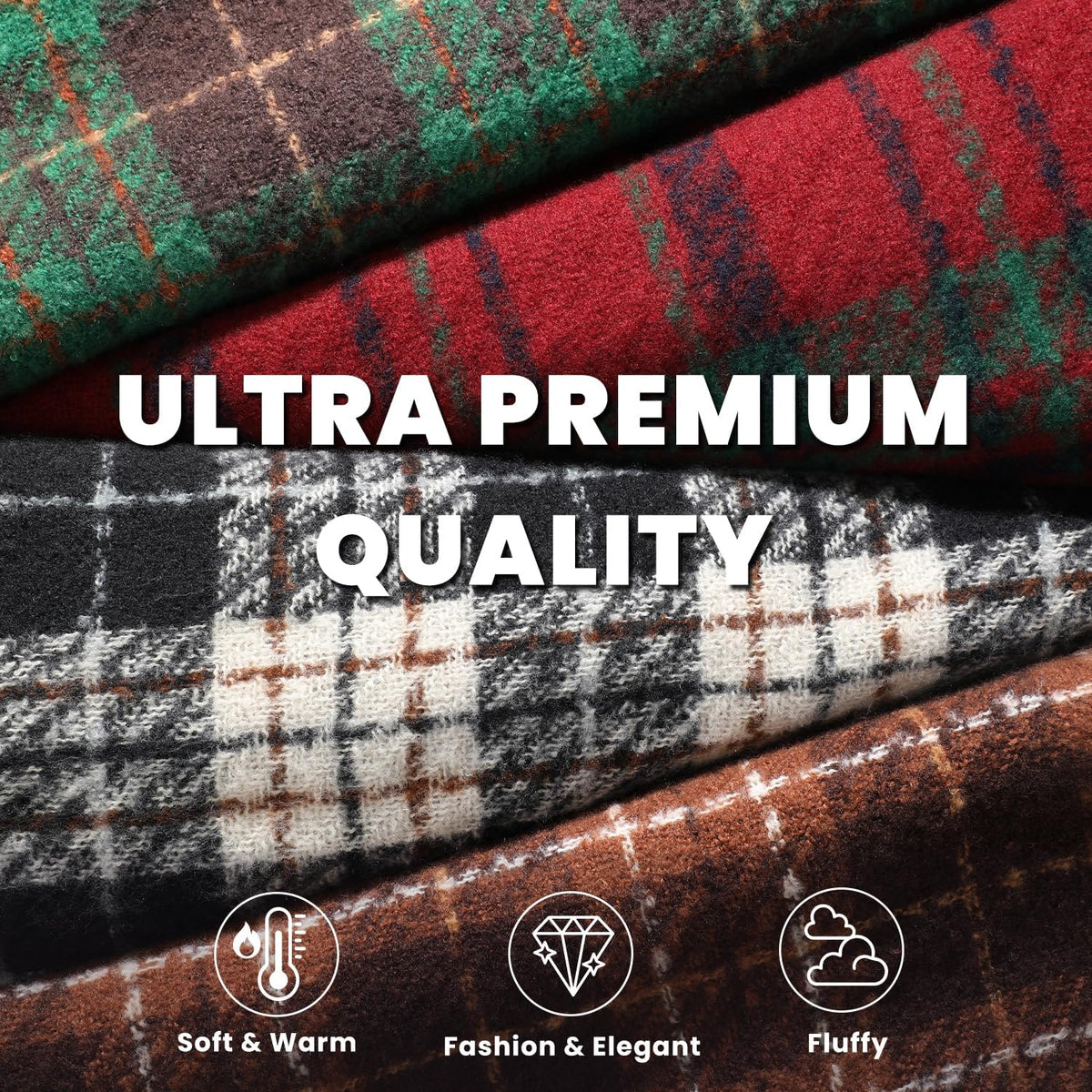 Tavaleu Winter Scarf for Women Cashmere Feel Scarf Blanket Plaid Scarfs
