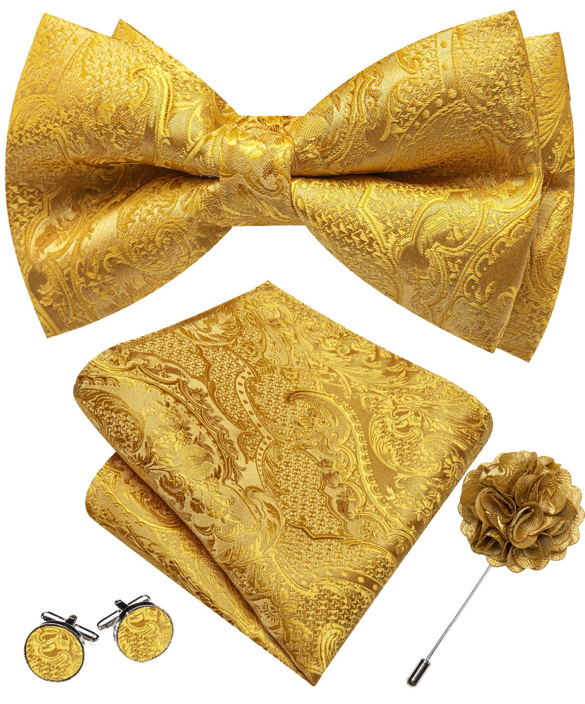 YOHOWA Mens Bow Tie Paisley Coloful Pre-tied Bowties Handkerchief Cufflinks