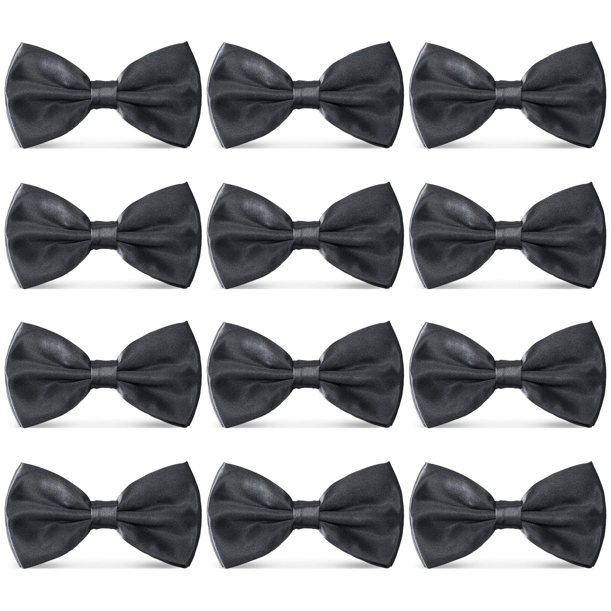 Men's Bowties Formal Satin Solid - 6/12 Pack Bow Ties Pre-tied Adjustable Ties for Men Many Colors Option in bulk
