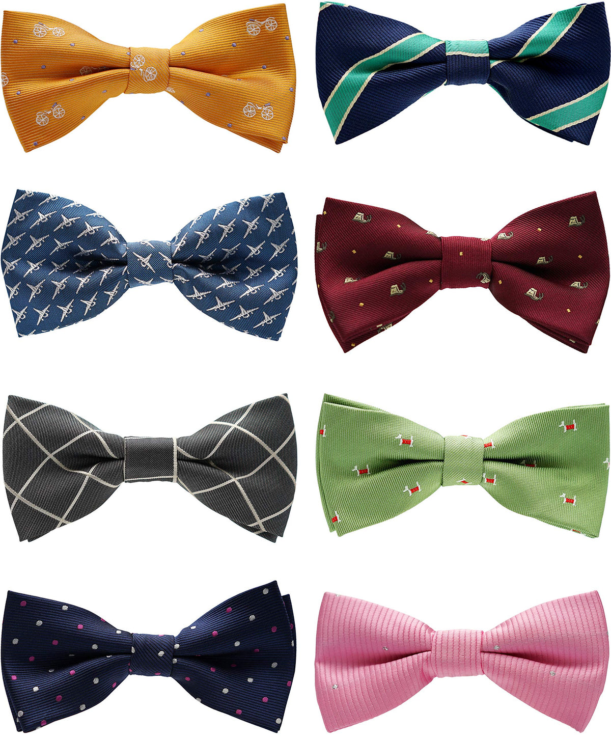 BELLUNO Boys' Pre-Tied Adjustable Bow Ties, Assorted 8-Pack