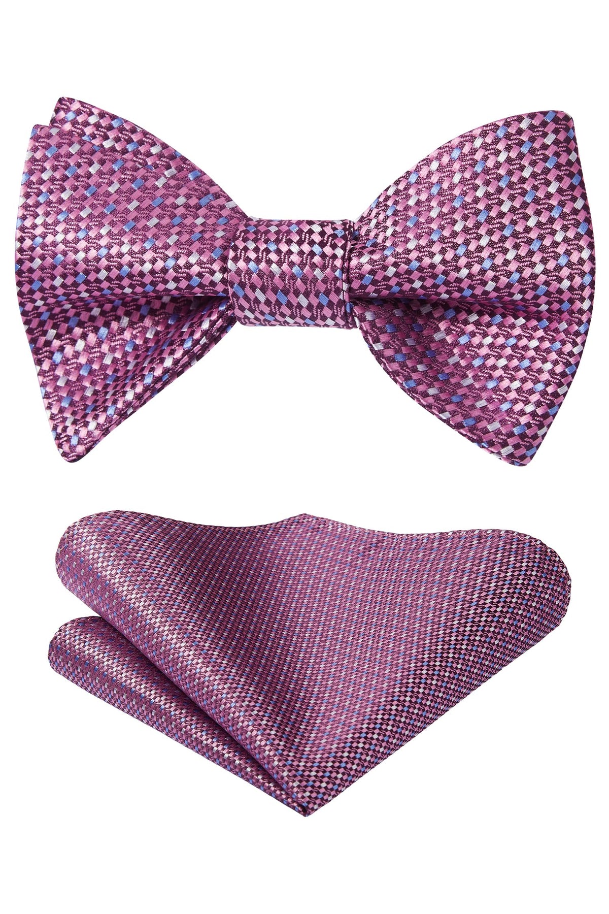 HISDERN Bow Ties for Men Solid Color Self Tie Bow Tie Pocket Square Set Classic Formal Satin Bowties for Tuxedo Wedding Party