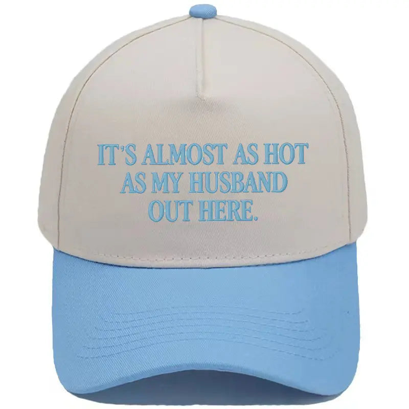 Women's Funny "Almost As Hot As My Husband" Embroidered Cool Hat - Retro Aesthetic 2-Tone Snapback, Casual Baseball Cap with Designs, Camo Graphic Summer Party Statement Cap, Gifts for Women